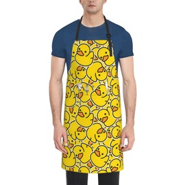 YSBYEIU Cute Duck Print Apron Dress for Women Men Adjustable With Pockets Duck Aprons for Kitchen Cooking Gardening Baking
