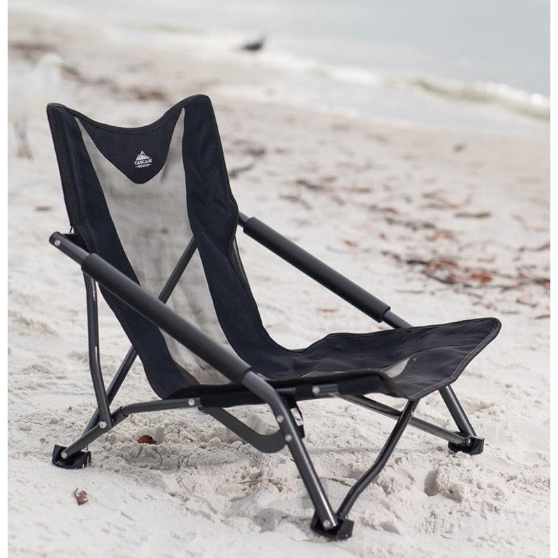 Cascade Mountain Tech Camping Chair - Low Profile Polyester Folding