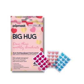 Popmask Big Hug Hydrocolloid Pimple Patches Infused with Salicylic Acid to Treat Pimples & Tea Tree Oil to Soothe and Calm the Skin, 45 Coloured Heart Shaped Patches