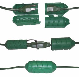 Electriduct Cord Connect Water-Tight Outdoor Lawn Garden Power Extension Housing Cord Lock Protect Holiday Decoration Light Plugs - Green (2 Pack)