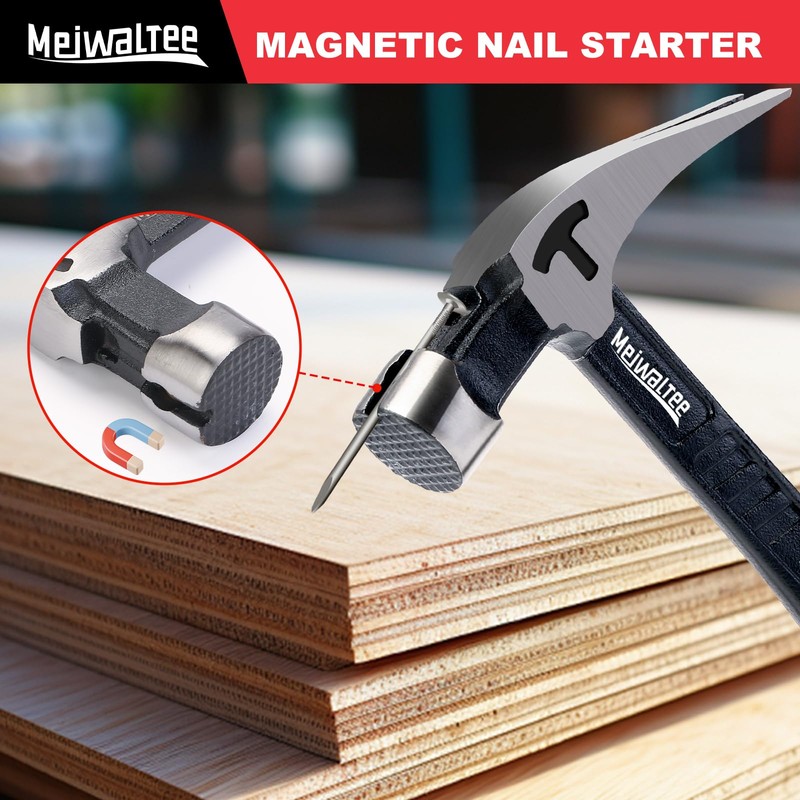 Meiwaltee 20 oz Heavy Duty One-piece Forged Hammer, Straight Claw