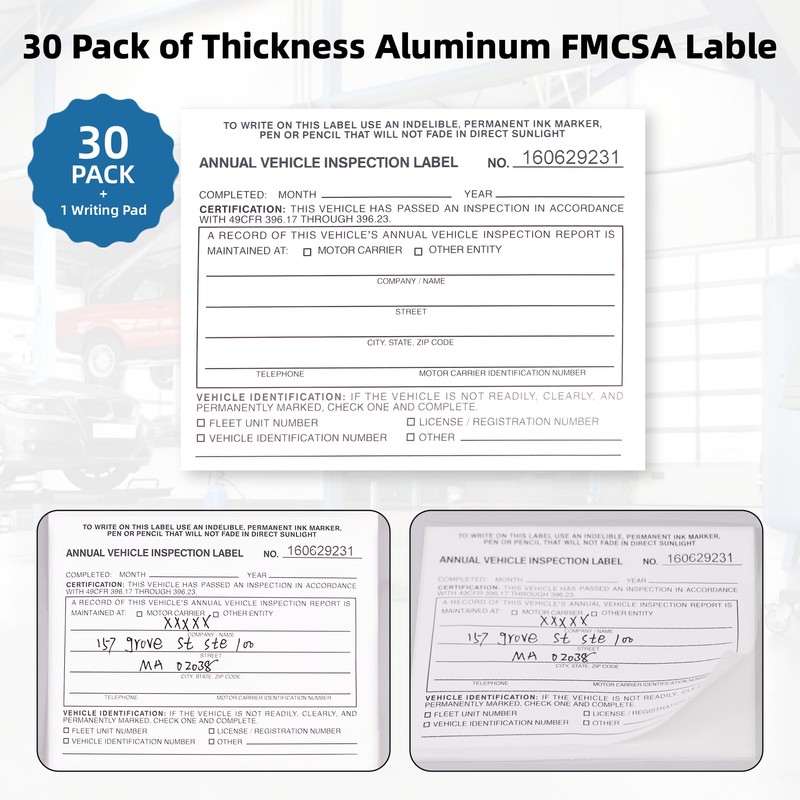30-Pack Annual Vehicle Inspection Report Form, 3-Ply Carbonless Form and