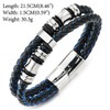 COOLSTEELANDBEYOND COOLSTEELANDBEYOND Mens Double-Row Black Blue Braided Leather Bracelet Bangle