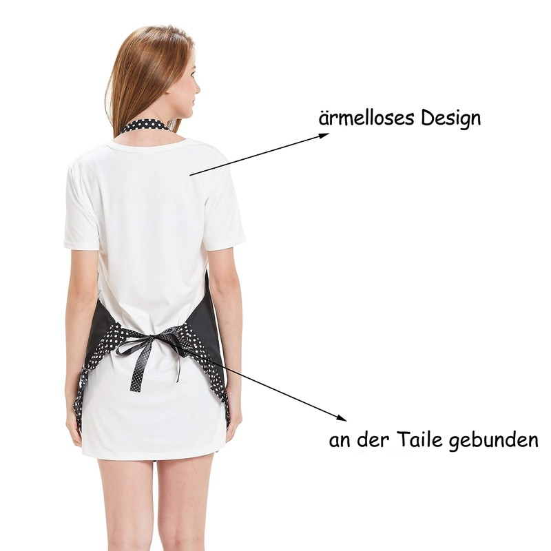 Hanerdun Women's Apron Cooking Apron Kitchen Apron with Pockets Bow