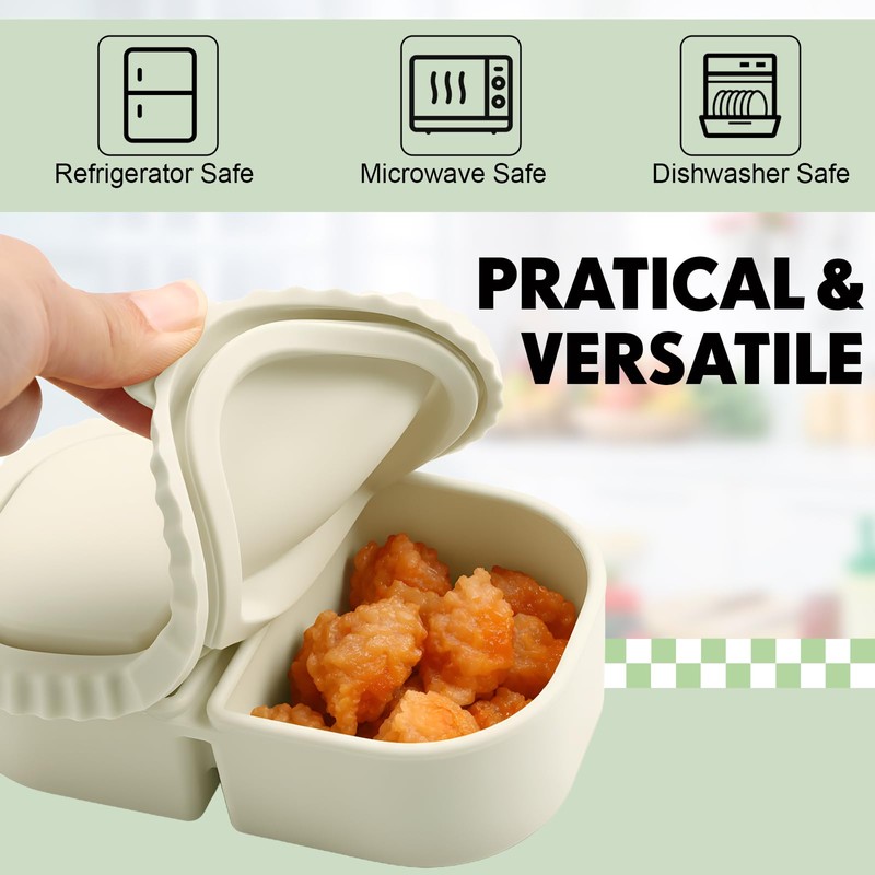 Kathfly 6 Pack Reusable 2-compartment Silicone Snack Containers with Lids