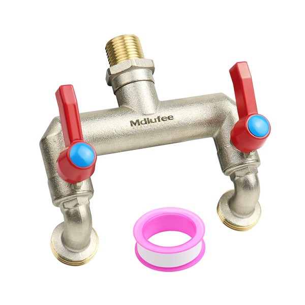 Mdlufee 3/4 Inch Brass Tap Splitter 2 Way, Hose Tap