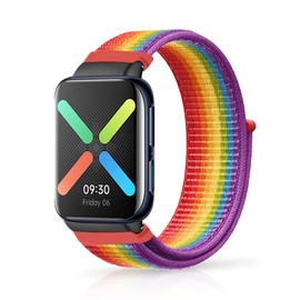 Niboow Strap Compatible with Oppo Watch Free, Men Women Children Nylon Soft Lightweight Breathable Watch Band Compatible with Oppo Watch Free - Rainbow