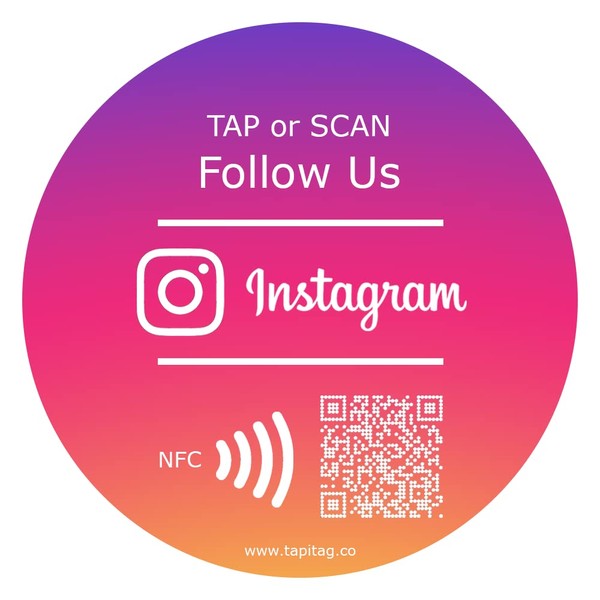 TAPiTAG Follow Us on Instagram PVC Tag NFC & QR