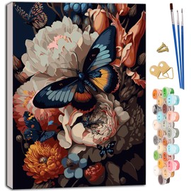 sancuanyi Paint by Numbers Adult Butterfly Paint by Numbers Adult Paint by Numbers Adults Children Beginners Canvas Creative Set DIY Set 40 x 50 cm (without Frame) for Stress Relief