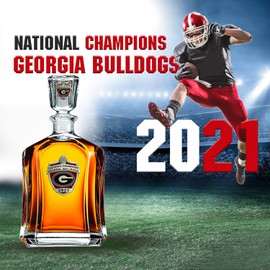 Heritage Pewter 2021-2022 National Champions Georgia Capitol Decanter | 24 OZ Liquor Pourer | Expertly Crafted Pewter Glass
