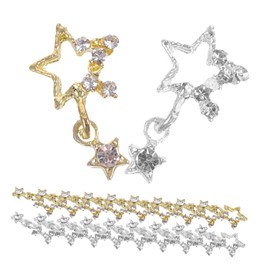WOONEKY Elegant Nail Charms Decor 30pcs Star Shaped Rhinestone Charms Metal Manicure Decorations