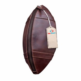Mad Monkey American Football Toiletry Bag Genuine Leather Football Design, Brown, 27,5 cm, Football-Design
