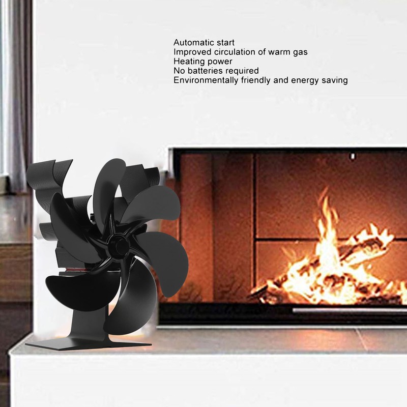 Wood Stove Fan 6 Blades Heat Powered Burning Fireplace Fan