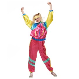 EraSpooky Women 80s Costume Retro Clothing Party Suit Neon Clothes (X-Large)