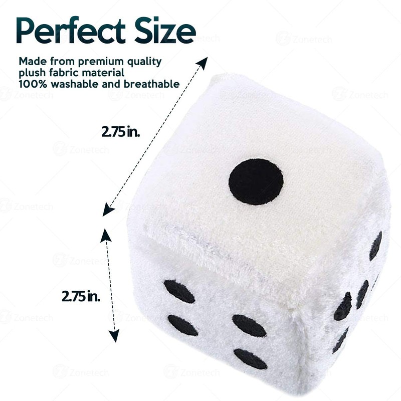 Zone Tech Pair Black and White Mirror Fuzzy Dice 2