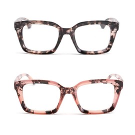 CVVTSPE Retro Spring hinge Womens Readers,Blue Light Blocking Computer Square Reading Glasses for Women Men (Floral Pink&Grey Tortoise, 3.5, multiplier_x)