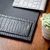 Dacasso Black Crocodile Embossed Leather Side-Rail Desk Pad/Desk Protector, 34""