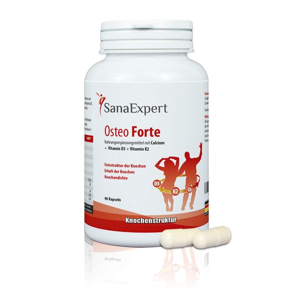 Osteo Forte, Bone Density Dietary Supplement with Calcium, Vitamin D3, K2, 90 Capsules SanaExpert