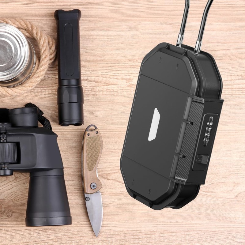 Portable Security Lock Box with Combination Lock, Waterproof Travel Safe