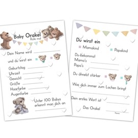 Baby Oracle, The Perfect Baby Shower Game for Girls and Boys, Guessing Game with 25 Tip Cards with Questions, Creative Gift for the Baby Shower, Great Fun for Mum and Guests (White)