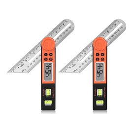 Digital Angle Finder Protractor 0-360 Degree T-Bevel Gauge & Protractor with Horizontal Vertical Bubble & Full LCD Display for Woodworking, Metalworking, Construction（7-Inch X 2Pcs）
