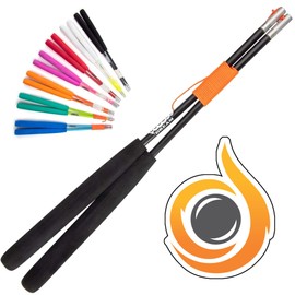 Juggle Dream JD Pro Fibreglass Diabolo Handsticks, Fitted With Super Smooth String - Pro Diablo Sticks With Cascade Sticker (Black)