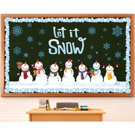 ZOIIWA Winter Bulletin Board Decoration Set Holiday Paper Cutouts Blackboard Border Snowman Classroom Decorations Christmas Bulletin Board for Xmas School Wall Door Decoration
