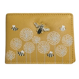 Mala Leather Moonflower Bee Card/ID Holder (Yellow)