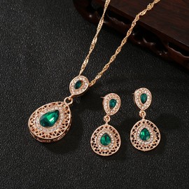 TOEECY Jewellery Set for Women and Girls Crystal Pendant Necklace Earrings Set Jewellery Set Bridal Jewellery Set, Alloy Steel