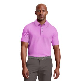 PGA TOUR Men's Solid Cooling Texture Golf Polo Shirt, Iris Orchid