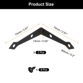 uxcell 4Pcs Decorative Corner Brackets, 2.9" x 2.9" x 0.6" l Bracket Metal Corner Protector Right Angle Bracket with Screw for Furniture Wooden Box Trunk, Black