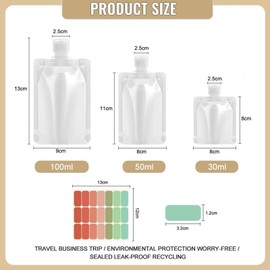 21-Piece Travel Bottle Set, 30/50/100 ml Refillable Empty Squeeze Bags, Transparent Clamshell Packaging Bags, Leak-Proof, for Travel, Camps, Business Trips (Style 1)