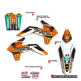 DIRT BIKE DECALS 1998-2001 KTM SX 50 MINI ADVENTURE PRO SR PRO JR GRAPHIC : ORANGE / BLACK DECALS
