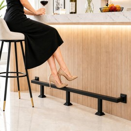 Bar Foot Rail Kit 4FT with Stable Brackets, Iron Black Foot Railing System, Complete Floor Standing Bar Foot Rail, for Kitchen Island, Drink Station, Coffee Shopr, Restaurant (4FT)