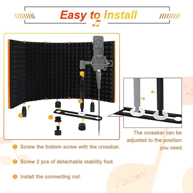 Sound Recording Microphone Isolation Shield Mic Soundproof Foam for Gaming
