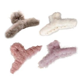 Leadigol Plush Hair Claw Autumn Winter Fashion Large Hair Claw Clips Plush Hair Catch Barrette Jaw Clamp for Thin Hair Non Slip Hair Jaw Clips Ponytail Headwear
