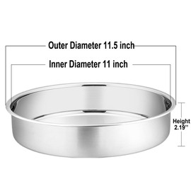 P&P CHEF Cake Pan Set of 4, Stainless Steel Baking Round Cake Pans Tins Bakeware for Birthday Wedding, Leak-proof & Easy Clean, Mirror Finish & Easy Releasing, 11 Inch