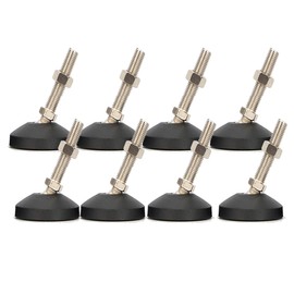 Drenky Pack of 8 M10 x 30 Furniture Feet, Adjustable Furniture Straighteners, Medium Furniture with Male Thread, Levelling Feet with Nuts, Height and Angle Adjustable, Low-Noise Non-Slip Plastic Base