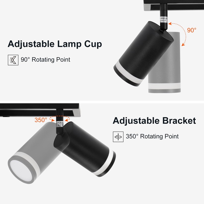 Ketom 6-Light Track Lighting Fixtures Ceiling, GU10 Black Led Ceiling