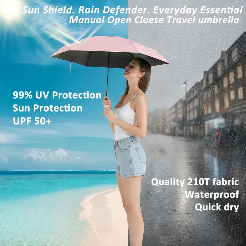 BAODINI Travel Essentials Mini Umbrella for Purse With Case Small