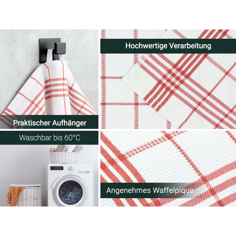 ZOLLNER Set of 5 Tea Towels with Waffle Pattern –