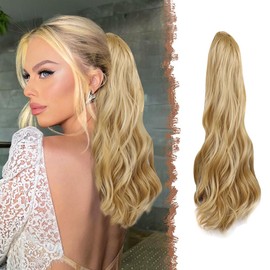 XFSRG Pferdeschwanz mit Klammer Haarverlängerung Claw Clip Langer Lockig Haarextension Natürlich Aussehendes Synthetisches Wellige Haarteil für Damen Kastanie 18B