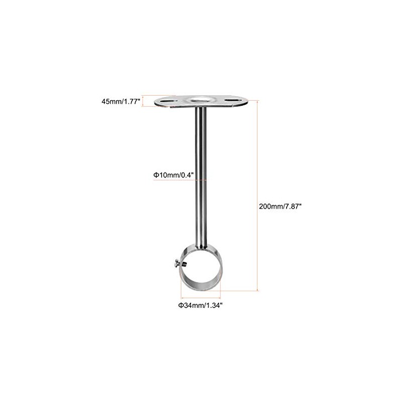 sourcing map Ceiling-Mount Bracket, Wardrobe Pipe Bracket, 32mm Dia, Shower