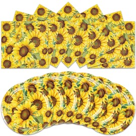 40Pcs Sunflower Birthday Party Decorations for 20 Guests Disposable Plates and Napkins Set Baby Shower Birthday Party Supplies
