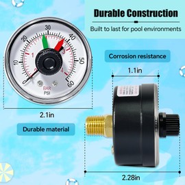 ECX2712B1 Pool Pressure Gauge – Compatible Replacement Part with Dial Scale for Hayward Pump Filter Systems Including Perflex, ProGrid DE, XStream, SwimClear and Sand Filters