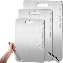 WMZNNGX Titanium Cutting Board, Stainless Non Stick Chopping Board, Countertop Non Slip, Dishwasher Safe Ideal, Perfect for Various Cooking Tasks (1, 14 * 10 IN)