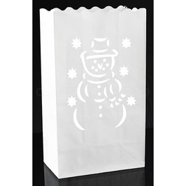 CleverDelights White Snowman Luminary Bags - 20 Count - Christmas Holiday Luminaria