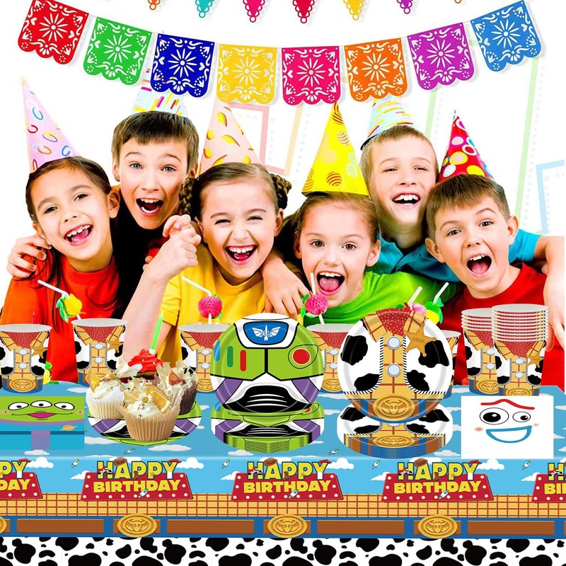 61Pcs Toy Birthday Party Tableware Set, Kids Party Decoration Supplies,