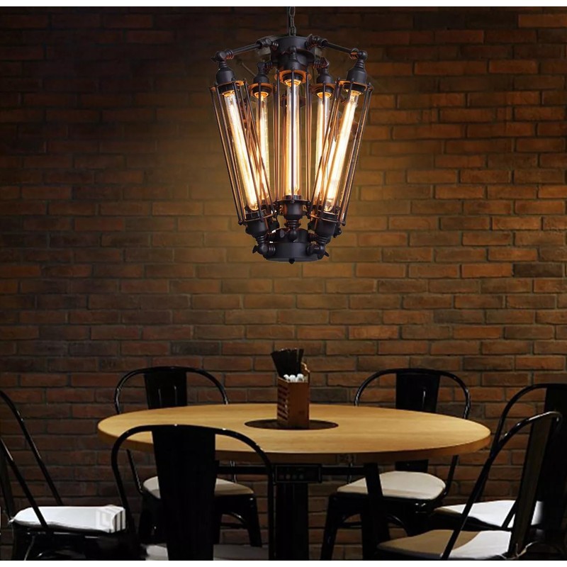 Industrial Metal Chandelier, 8 Lights Retro Chandelier Vintage Steampunk Style