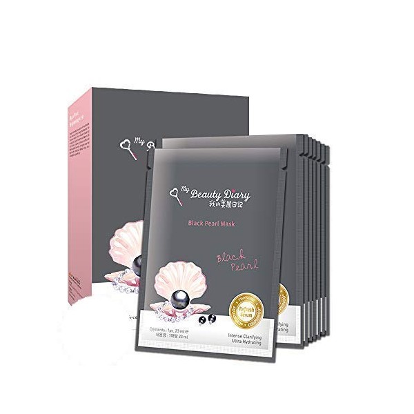 My Beauty Diary Black Pearl Brightening Facial Face Mask (8 Sheets)- New English Version